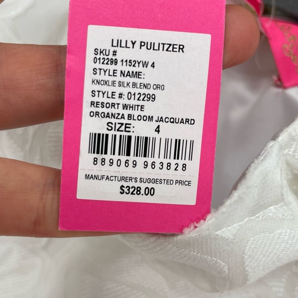 Lilly Pulitzer Knoxlie Dress Resort White Organza Bloom Jacquard 8 - Picture 4 of 4